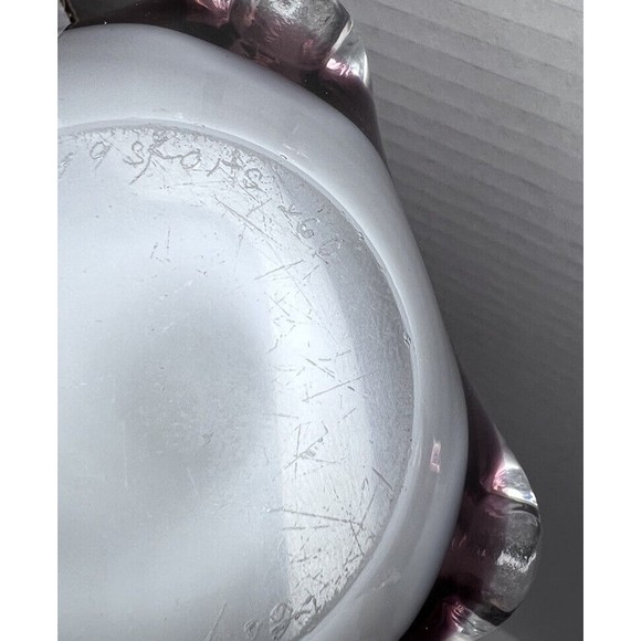 Art Studio Purple Glass Handkerchief Candle Holder Ashtray Paperweight Signed - Picture 5 of 7